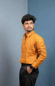 Cotton Shirt for Men | Stylish Slim Fit, Comfortable & Breathable - Golden Yellow